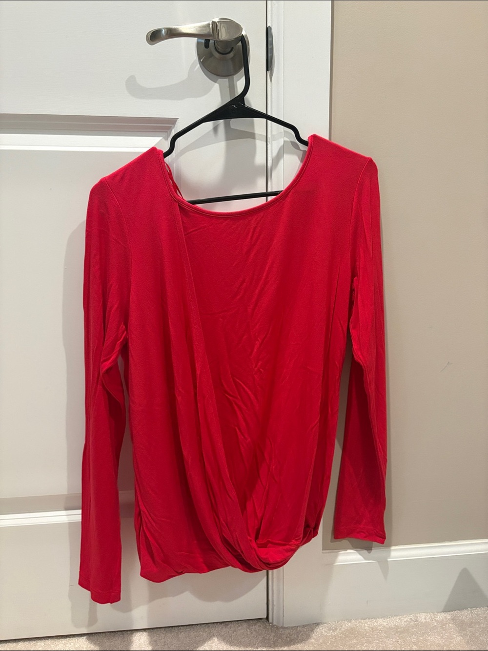 Tart Red Long-Sleeve Twist Hem Top